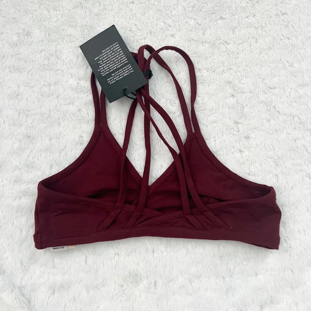 NWT- CHASER Active Criss Cross Bralette Burgundy